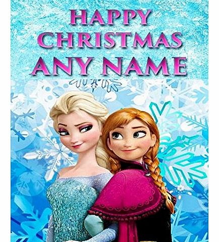 Fingerprint Designs Frozen Anna And Elsa Xmas Christmas Card Personalised