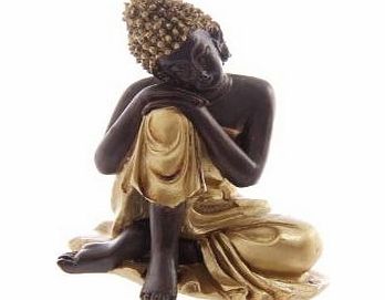 Fingerprint Designs Gold amp; Brown Thai Buddha Resting Head On Knee 6Cm - Birthday Christmas Gift present Ornament Stature Figure