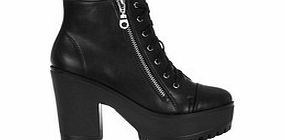 FIORELLA Black laced platform ankle boots