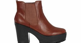 FIORELLA Brown leather platform ankle boots