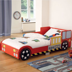 FIRE Engine Toddler Bed, Vehicle Bedside Table,