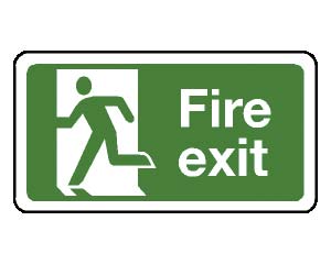 fire exit man left signs (pict)