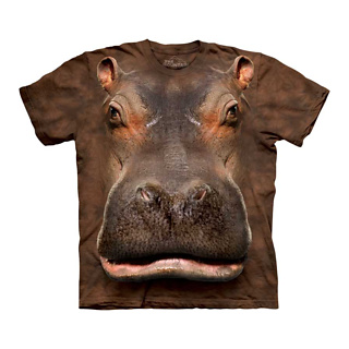 Kids Big Face Hippo Head T-Shirt (Large: