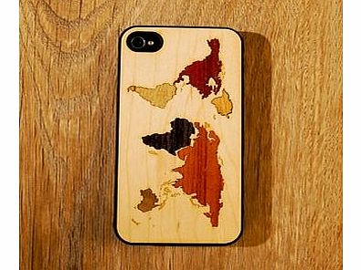 Real Wood Cases for iPhone (World Map - iPhone 5)