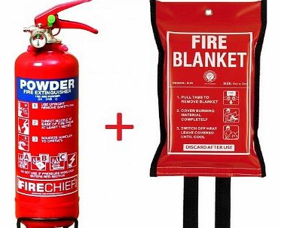 1Kg Powder extinguisher + 1m x 1m Fire Blanket
