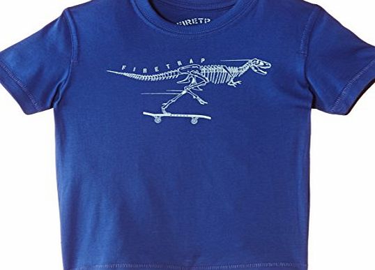 Firetrap Boys Dino Skater Graphic Crew Neck Short Sleeve T-Shirt, Blue, 5-6 Years