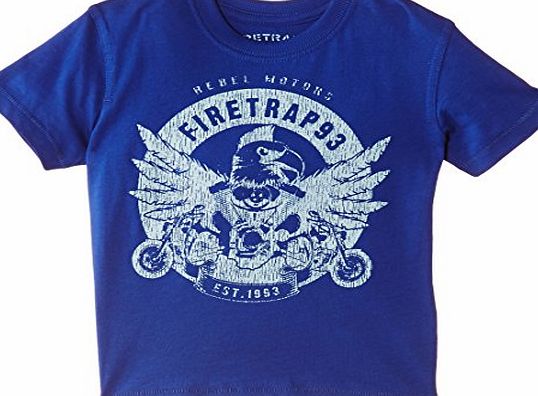 Firetrap Boys Rebel Motor Crew Neck Short Sleeve T-Shirt, Blue (Surf The Web), 12-13 Years
