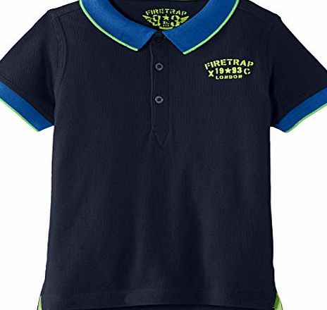 Firetrap Boys Tipped Short Sleeve Polo Shirt, Blue (Navy Iris), 12-13 Years