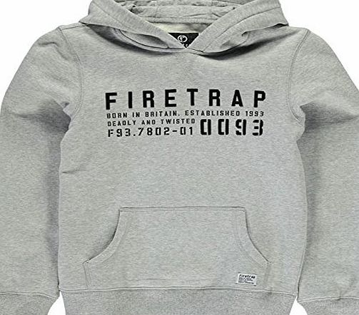 Firetrap Kids Ivory Hoody Junior Boys Outdoor OTH Hoodie Long Sleeve Hooded Top Grey Marl 13 (XLB)