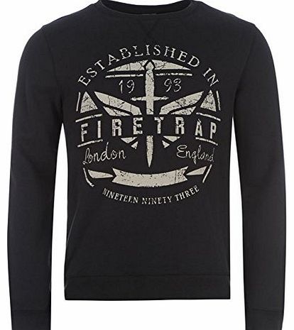 Firetrap Kids Metis Crew Sweatshirt Boys Long Sleeves Print Casual Sweat Top Navy 11-12 (LB)