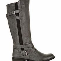 Lisa charcoal studded strap boots