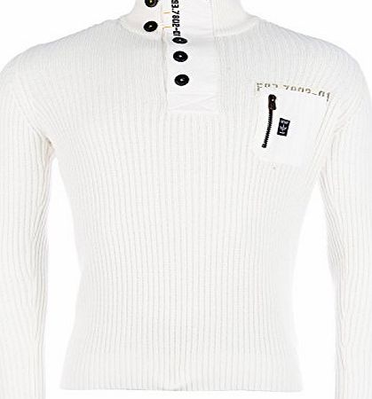 Firetrap Mens Firetrap Mens Wyndham Funnel Neck Jumper in Ecru - 2XL