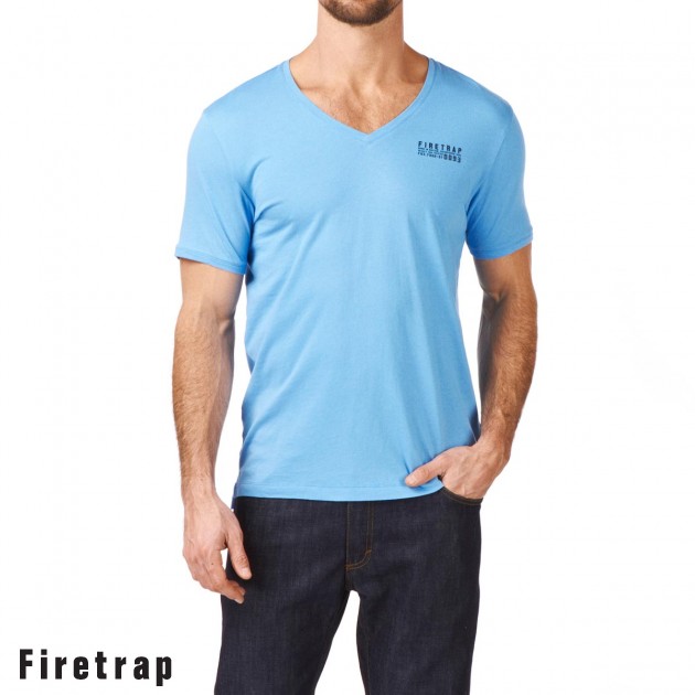 Mens Firetrap Pathdeep T-Shirt - Pool Blue
