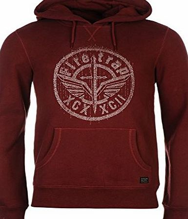 Firetrap Mens Ivory Hoody OTH Hoodie Long Sleeve Hooded Casual Top Burgundy L