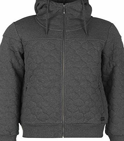 Firetrap Mens Quilt Hoody Full Zip Hoodie Long Sleeve Hooded Casual Top Charcoal Marl L