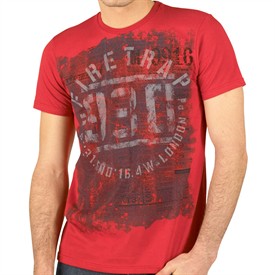 Firetrap Mens Stencilled T-Shirt True Red