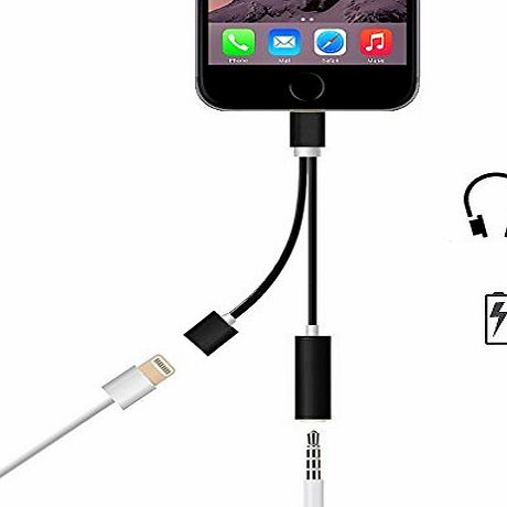 first2savvv  2 in 1 Lightning Adapter for iPhone 7 7 PLUS, Lightning Charging Port Extension Cable, Charger and 3.5mm Earphone Jack Cable Adapter (Not for Music Control and phone call)-XX-USB-I7-BB01