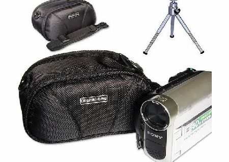 first2savvv  black quality camcorder case for SONY HDR-PJ240E with mini tripod