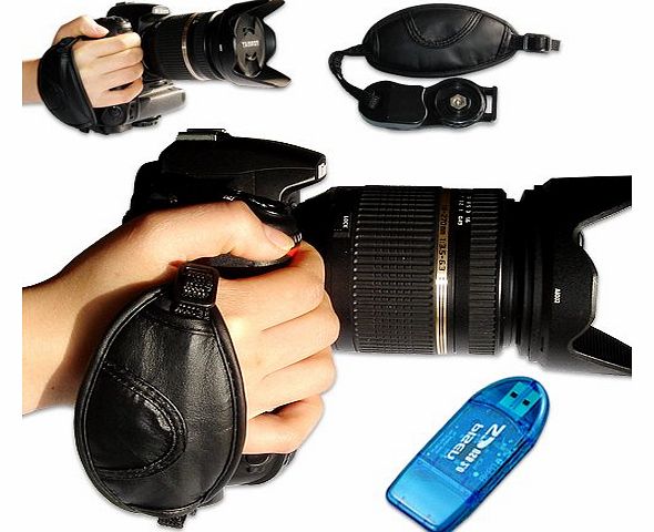 first2savvv new leather digital camera SLR hand strap grip for SONY DSC-H400 with card reader