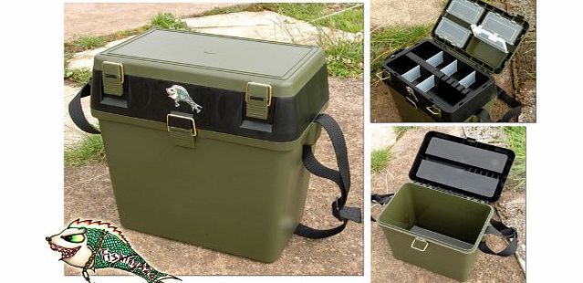 NEW FISHINGMAD TACKLE SEAT BOX. GREAT ROVING SEATBOX FOR SEA, BEACH OR COARSE FISHING. WITH FREE WATERPROOF MOBILE PHONE WALLET