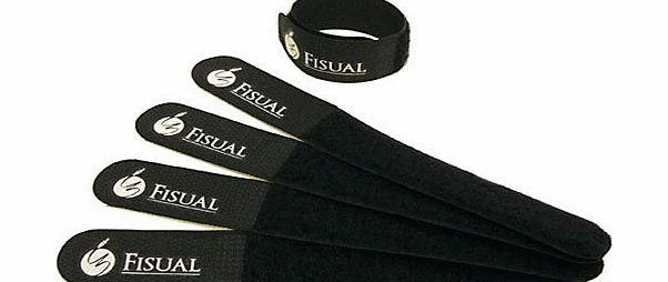 Fisual Chunky Reuseable Hook amp; Loop Cable Ties - 20 Pack Black