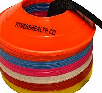 Fitness Health FH Pro Multi-function Mini Agility Cones for Rugby Football Soccer Sports Field Practice Drill Marking Mini Marker Saucer Cone Set 60 pcs