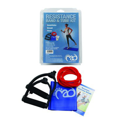 Fitness-Mad Resistance Band and Tube Kit with Handles (FRESKITHM - Res.Tube and Band (MEDIUM) Kit)