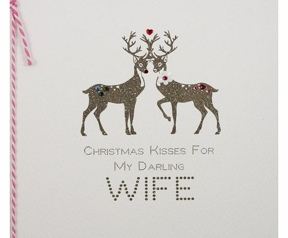 FIVE DOLLAR SHAKE  CANDY CANE CHRISTMAS RANGE `` Christmas Kisses - Darling Wife `` Handmade Christmas Card - AT13