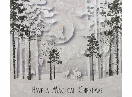 FIVE DOLLAR SHAKE  SNOWFALL AND MOONLIGHT RANGE `` Magical Christmas - Forest `` Boxed Christmas Cards (6 Cards Per Box)- SX8