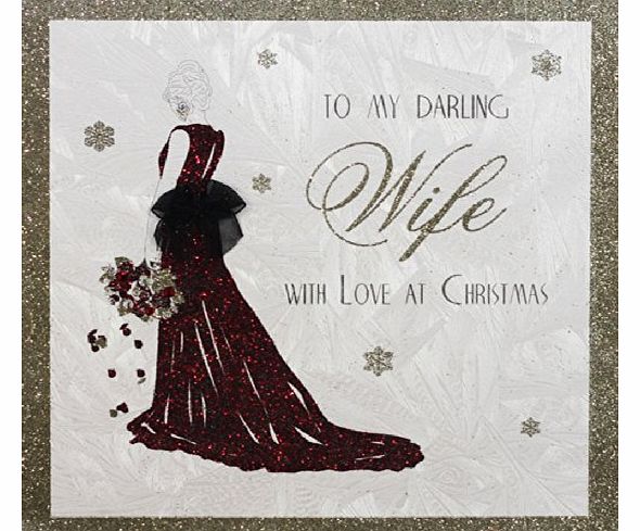 FIVE DOLLAR SHAKE  STARDUST CHRISTMAS RANGE `` To My Darling Wife `` Handmade Christmas Card - CS14