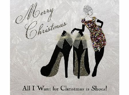 FIVE DOLLAR SHAKE  THE SNOW BALL RANGE `` All I Want For Christmas Is Shoes ! `` Handmade Open Christmas Card - XB1