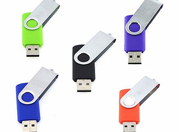 5pcs 2GB USB 2.0 Swivel Design Flash Drive Memory Stick (5 Mixed Colors: Black Blue Green Purple Red)