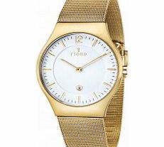 Fjord Mens Olle 2 Hand Gold Mesh Slim Watch