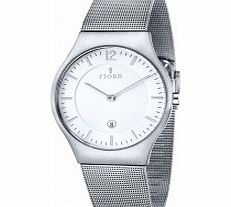 Fjord Mens Olle 2 Hand Silver Mesh Slim Watch