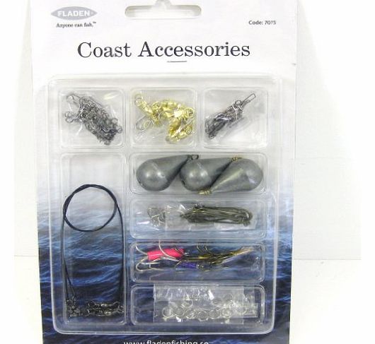  Coast Accessories Tackle Pack - Swivels, Snap Swivels, Sinkers, Single & Treble Hooks, Traces & Rings