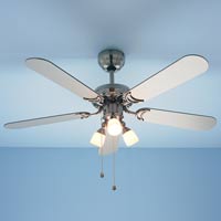 Ceiling Fan & 3 Halogen Light Kit Brushed Nickel Effect