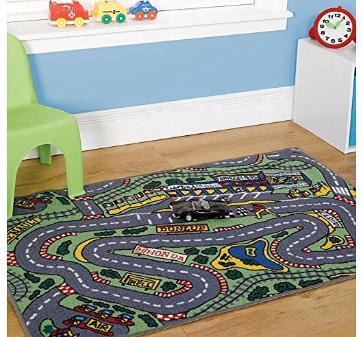 Childrens Boys Formula One Playmat Roadmap Toy Cars Hot Wheels Ferrari Play Room 100 x 190 Cm Rug