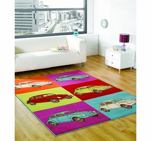 Flair Rugs Retro Funky Bug Multi Childrens Rug Rug Size: 160cm x 120cm (5 ft 3 in x 3 ft 11 in)