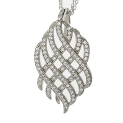 Flame Sterling Silver Pendant with CZ Stones