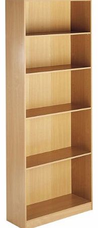 Flatpack Maestro Tall Wooden Open Front Bookcase - 5 Shelf - Beech (HBC)