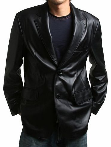 FLATSEVEN Mens Genuine Leather Jacket Sheepskin Blazer two button (LJ112) XL