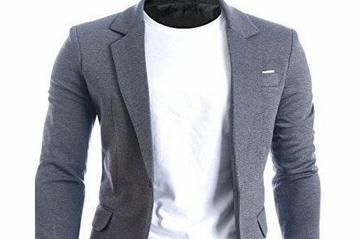 FLATSEVEN Mens Slim Fit Casual Premium Blazer Jacket (BJ102) Grey, Boys L