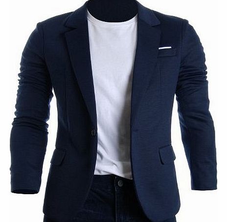 Mens Slim Fit Casual Premium Blazer Jacket (BJ102) Navy, Boys M