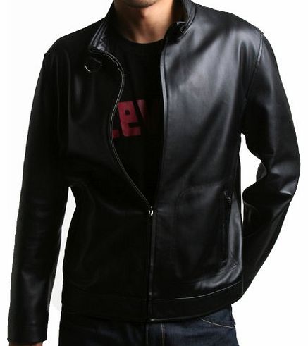 FLATSEVEN Mens Slim Fit Leather Jacket Genuine Sheepskin Rider Solid (LJ113) XL
