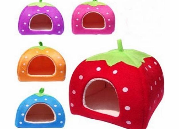 Flissy Strawberry Pet igloo bed / House 3 sizes and 3 colours to choose from (Small, Red)