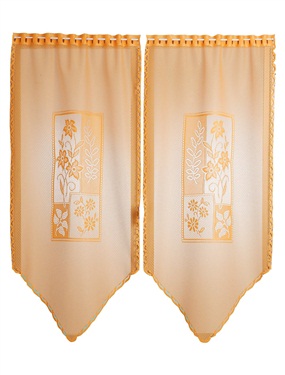 Floral and Leaf Motif Sheer Panel Style Curtains