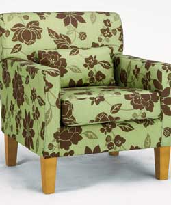 Floral Print Chair - Green and Brown