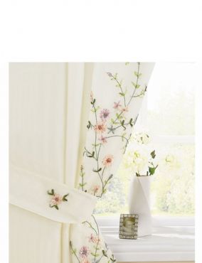 Floral TRAIL EMBROIDERED LINED VOILE CURTAINS