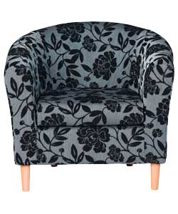 Floral Tub Chair - Charcoal