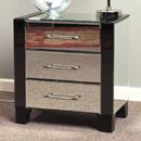 Mirrored small 3 drawer bedside chest